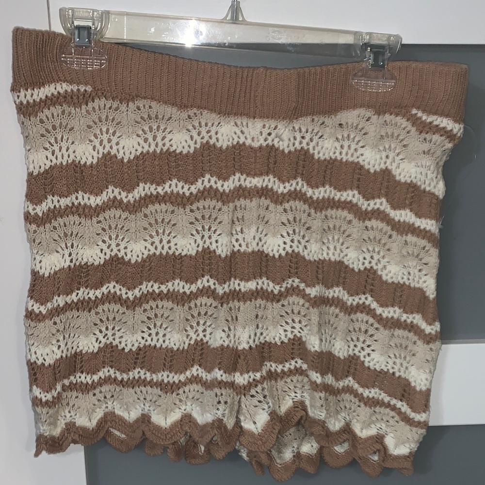 Hippie Rose Brown and Cream Knit Shorts